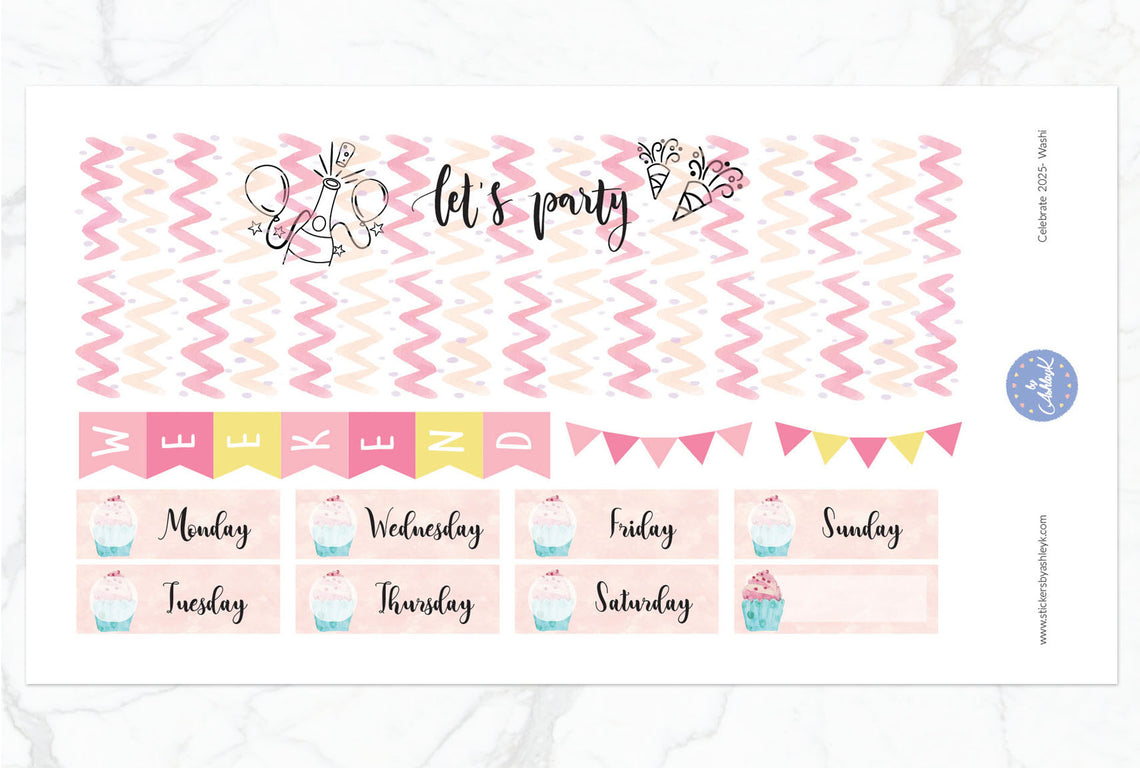 Celebrate 2025 Weekly Kit  - Washi Sheet