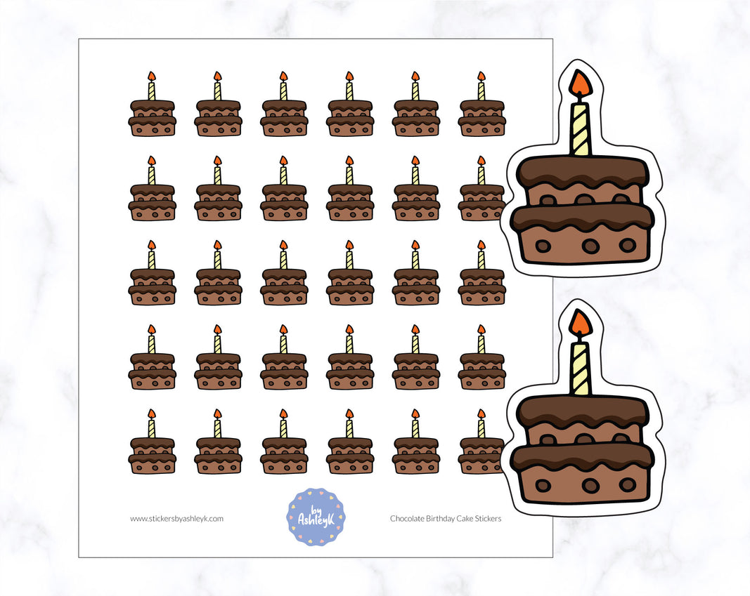 Chocolate Birthday Cake Stickers