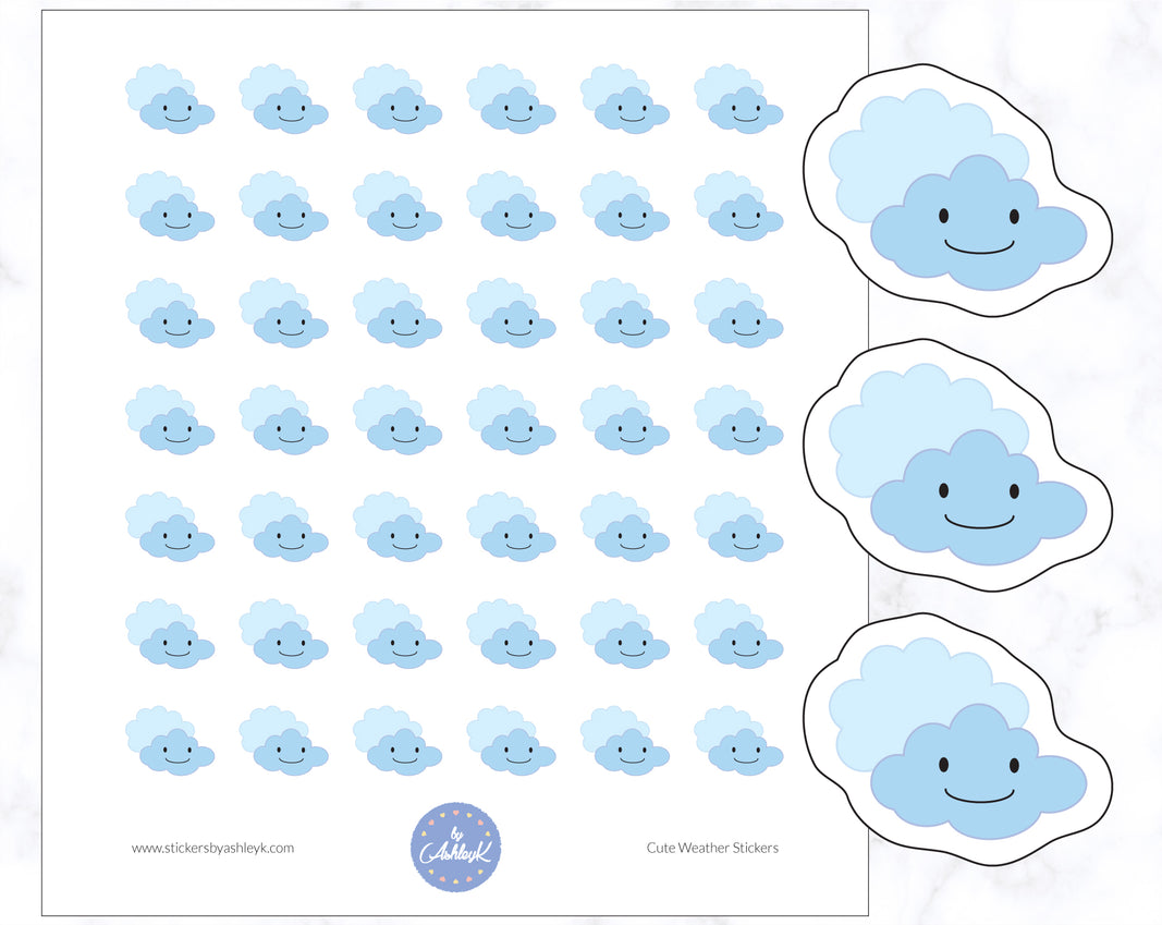 Cloudy Cute Weather Planner Stickers
