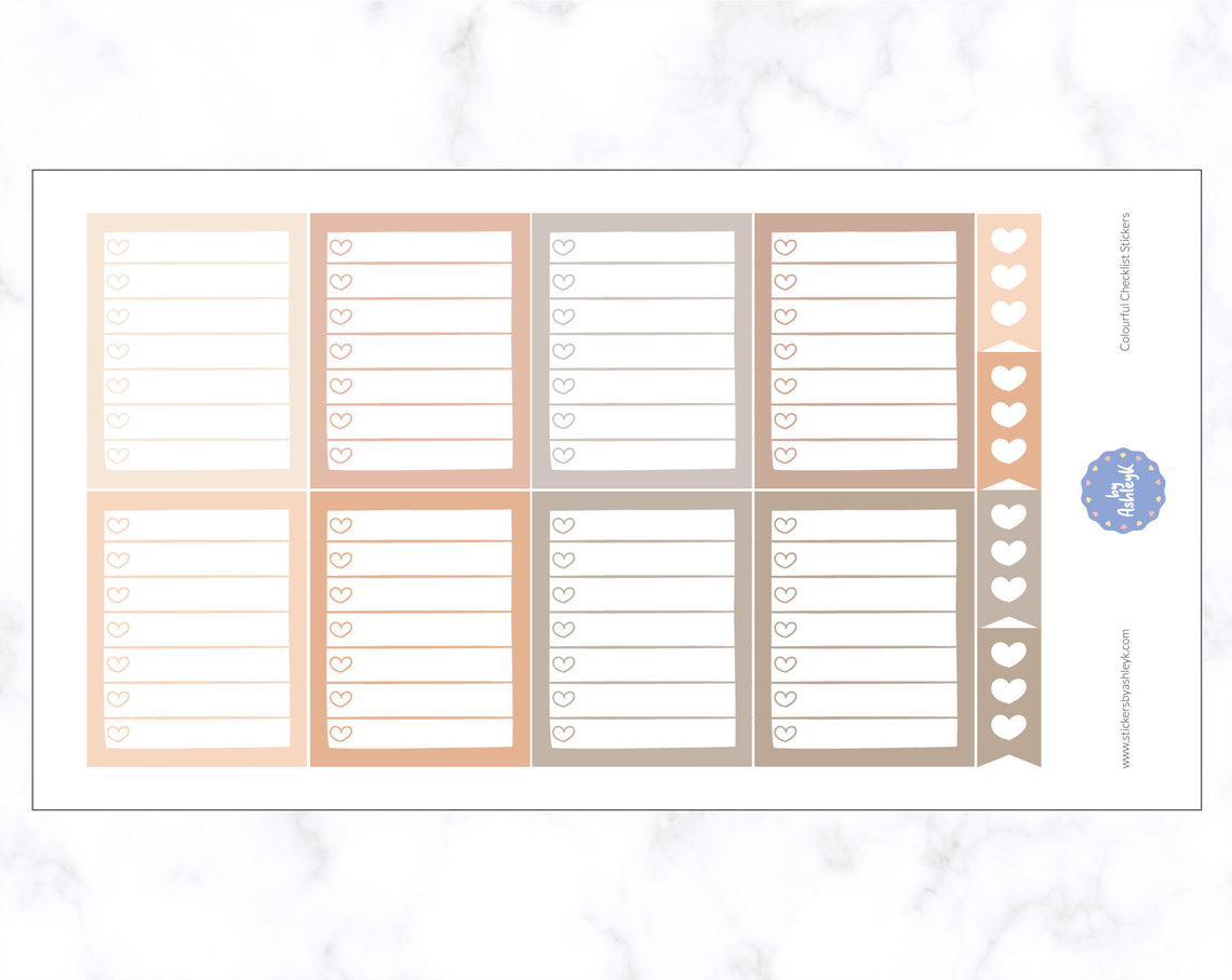 Colourful Checklist Stickers - Beige Neutral