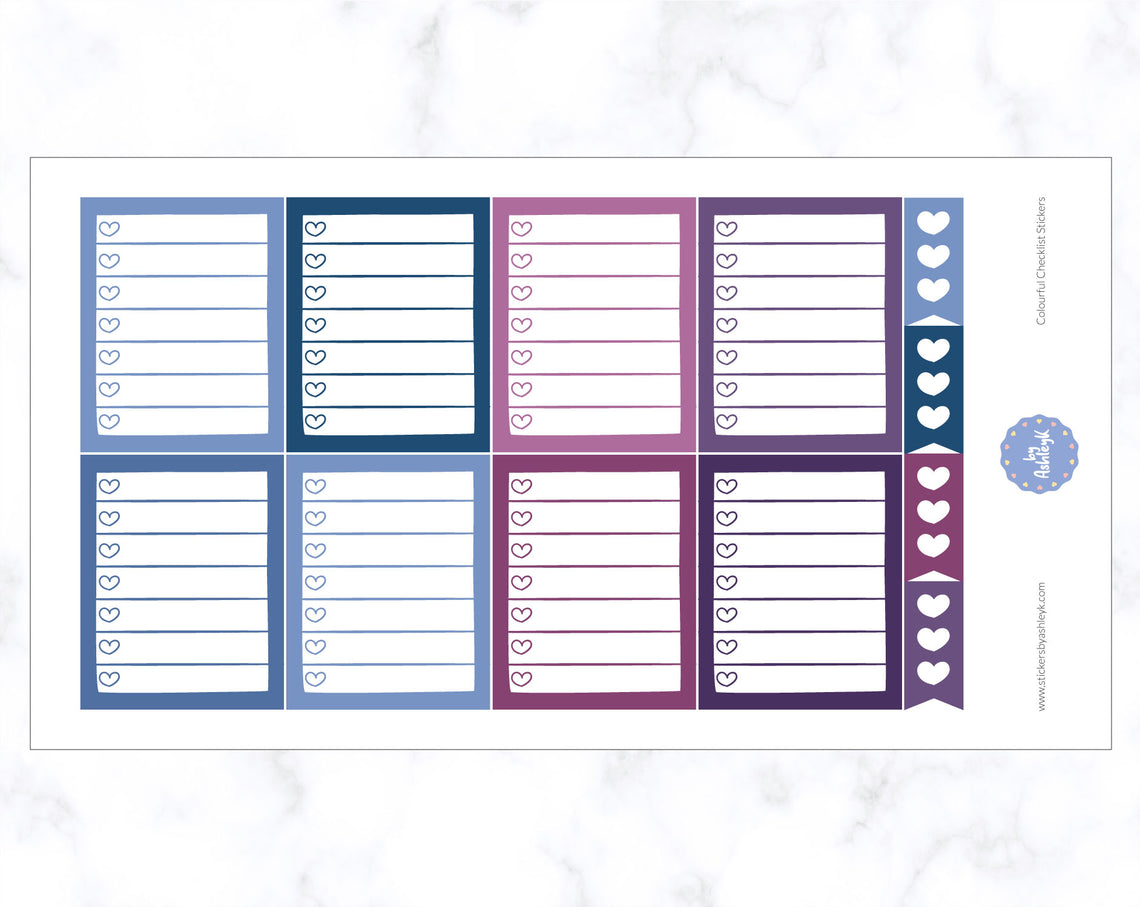 Colourful Checklist Stickers - Blueberry
