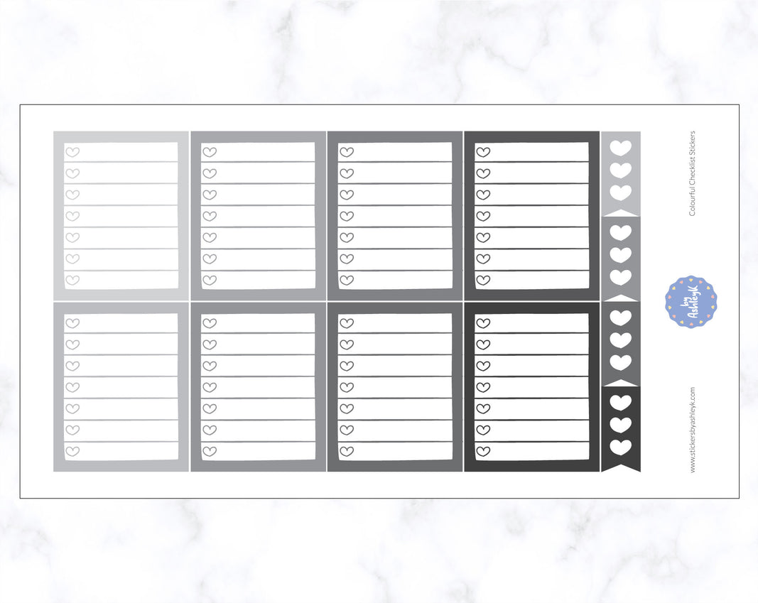 Colourful Checklist Stickers - Monochrome