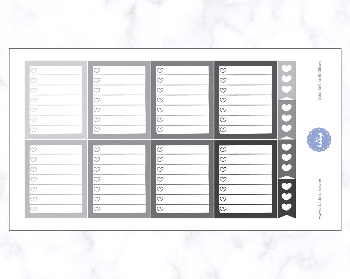 Colourful Checklist Stickers - Monochrome