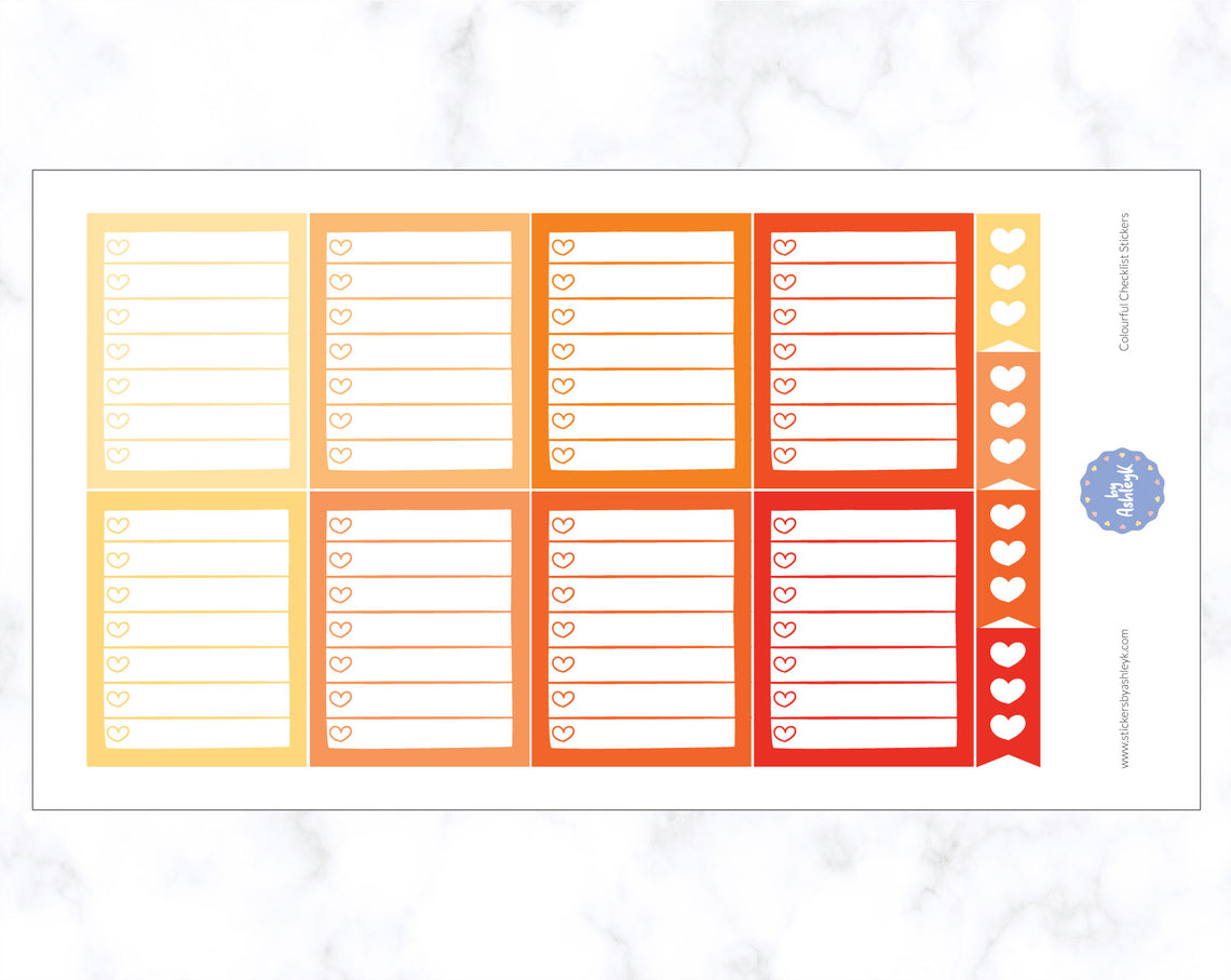 Colourful Checklist Stickers - Orange