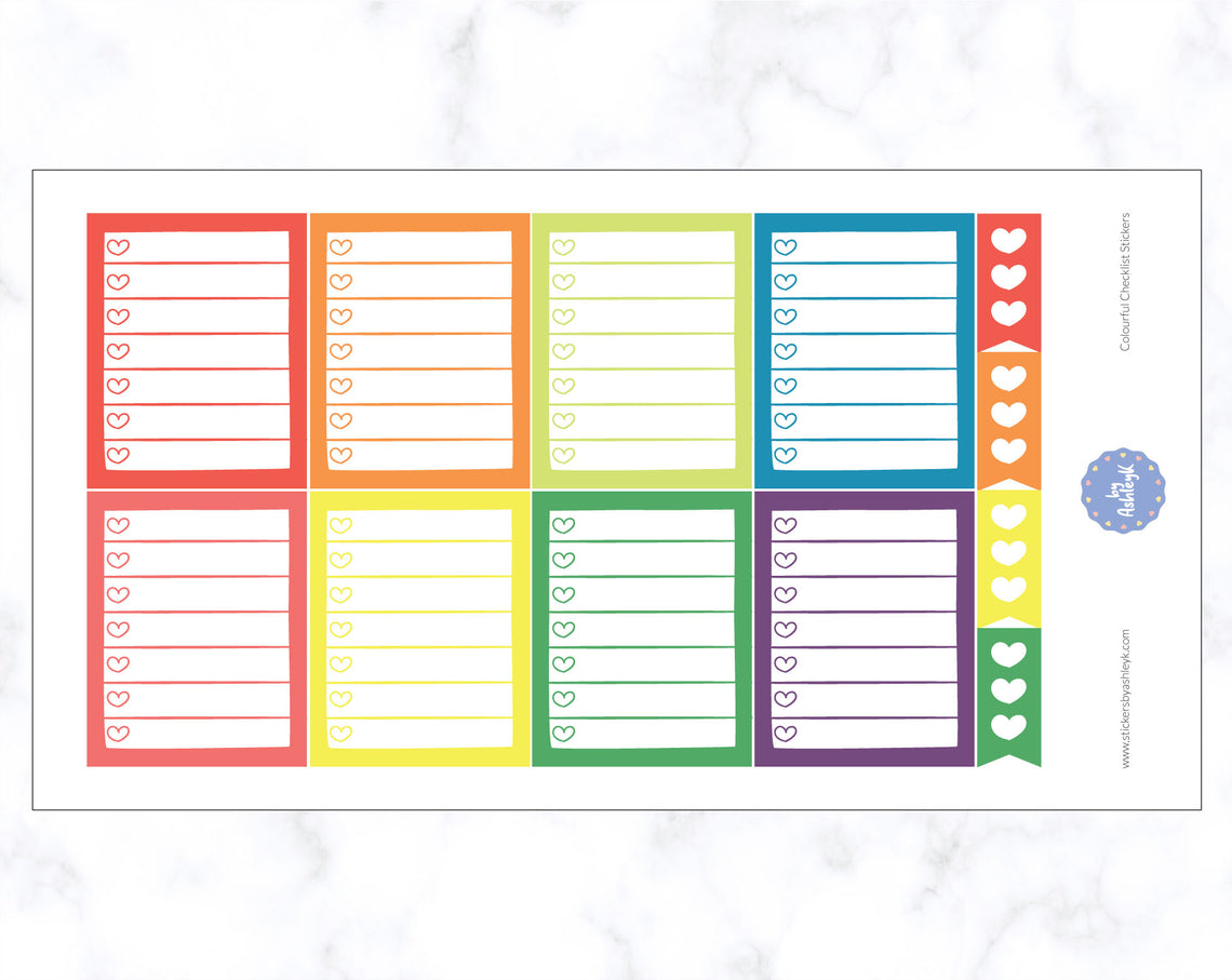 Colourful Checklist Stickers - Pastel Rainbow