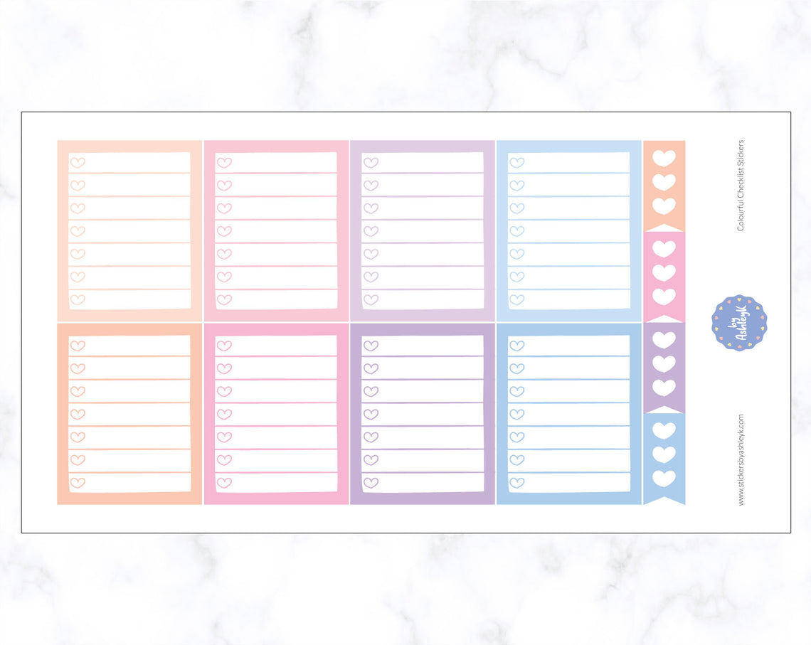 Colourful Checklist Stickers - Pastel Sunset