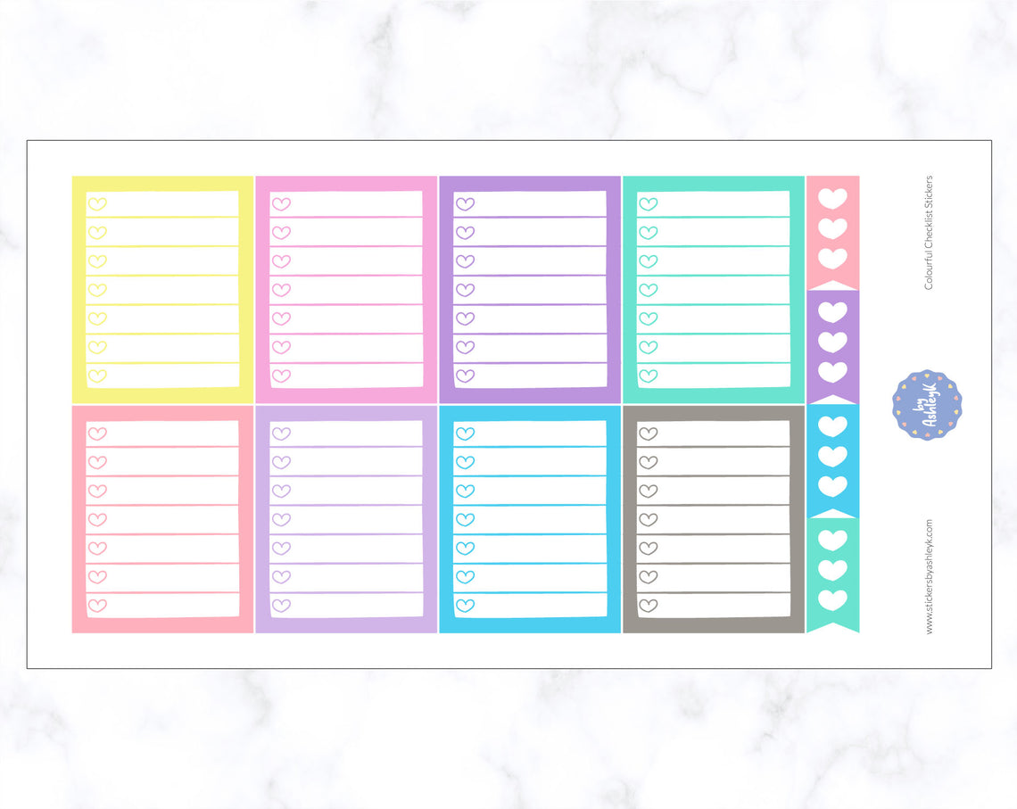 Colourful Checklist Stickers - Pastel