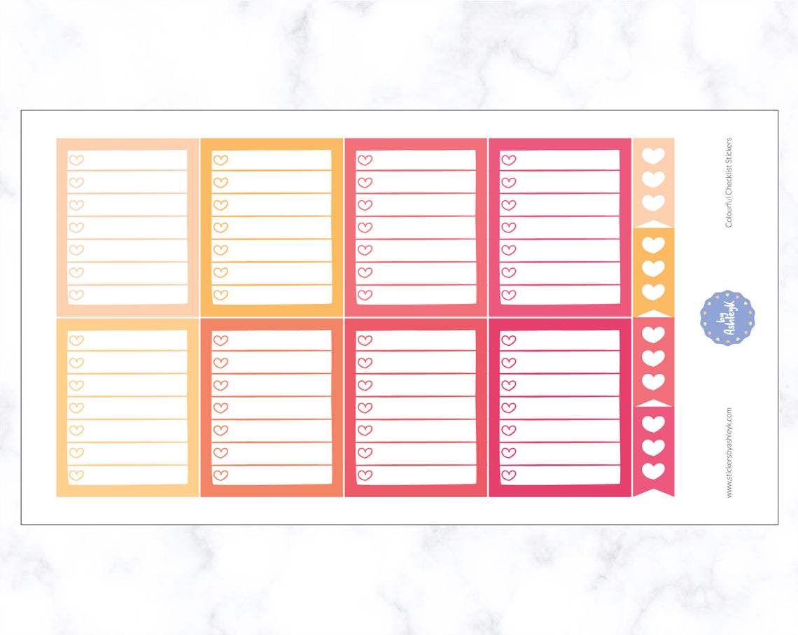 Colourful Checklist Stickers - Peach