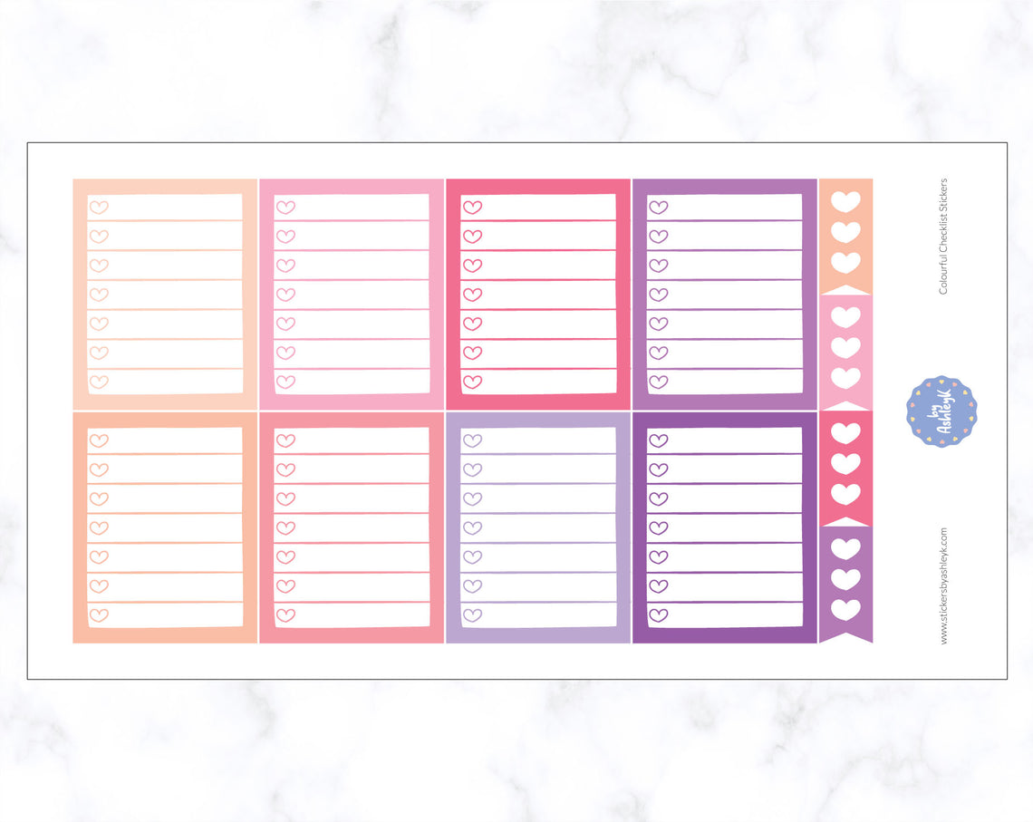 Colourful Checklist Stickers - Raspberry