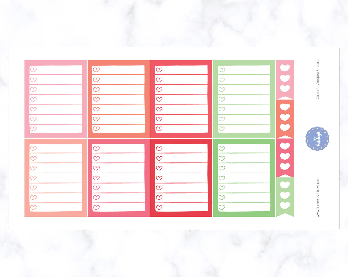 Colourful Checklist Stickers - Strawberry