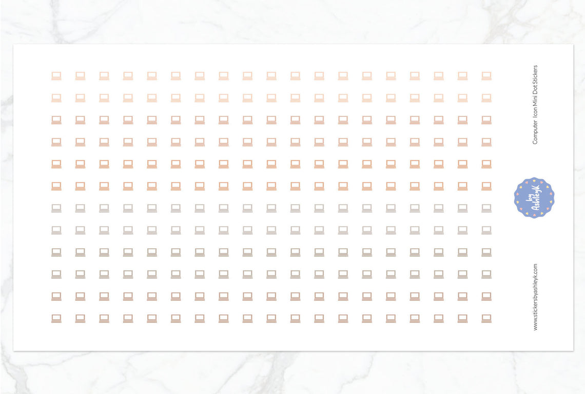 Computer Icon Mini Dot Planner Stickers - Beige Neutral
