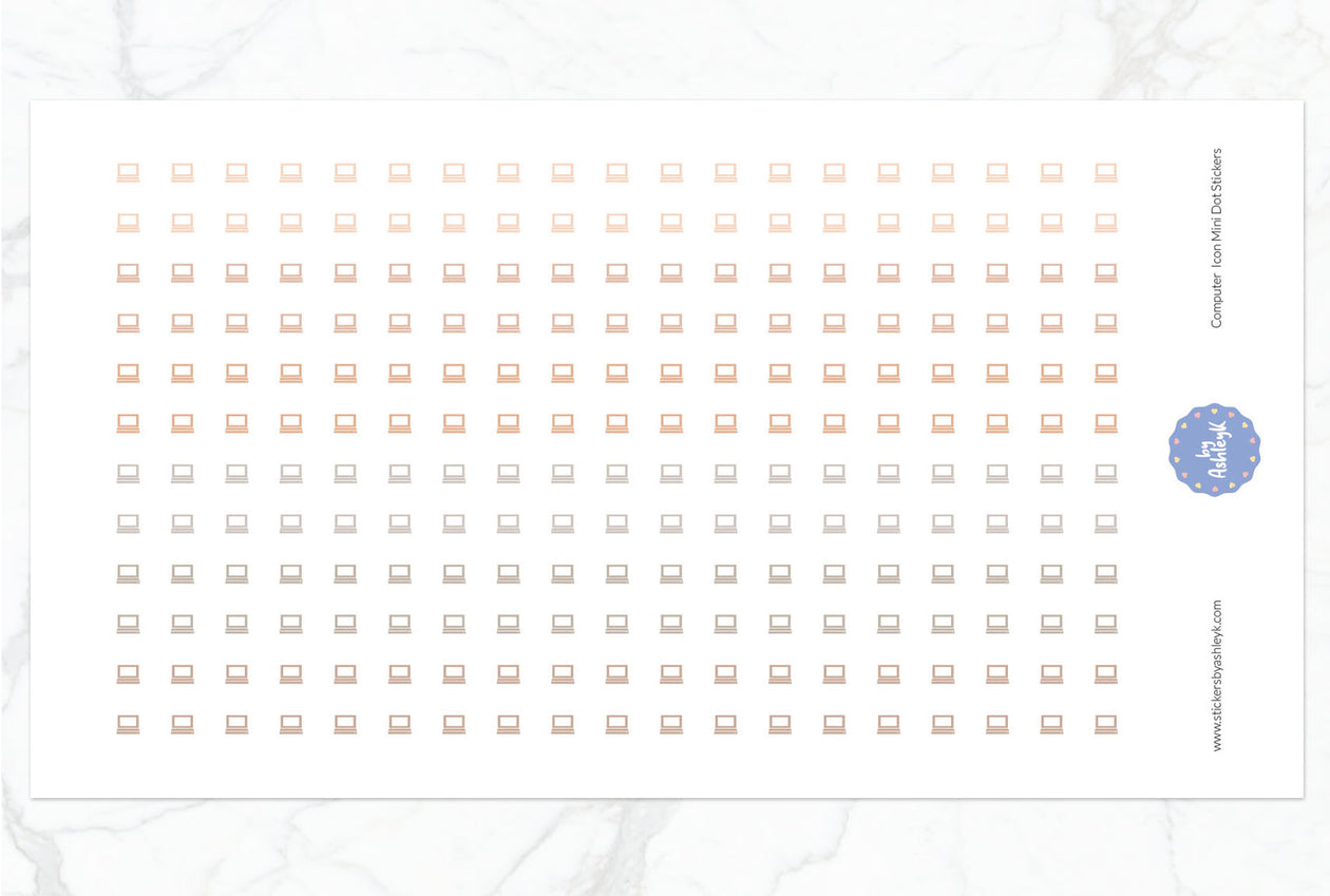 Computer Icon Mini Dot Planner Stickers - Beige Neutral