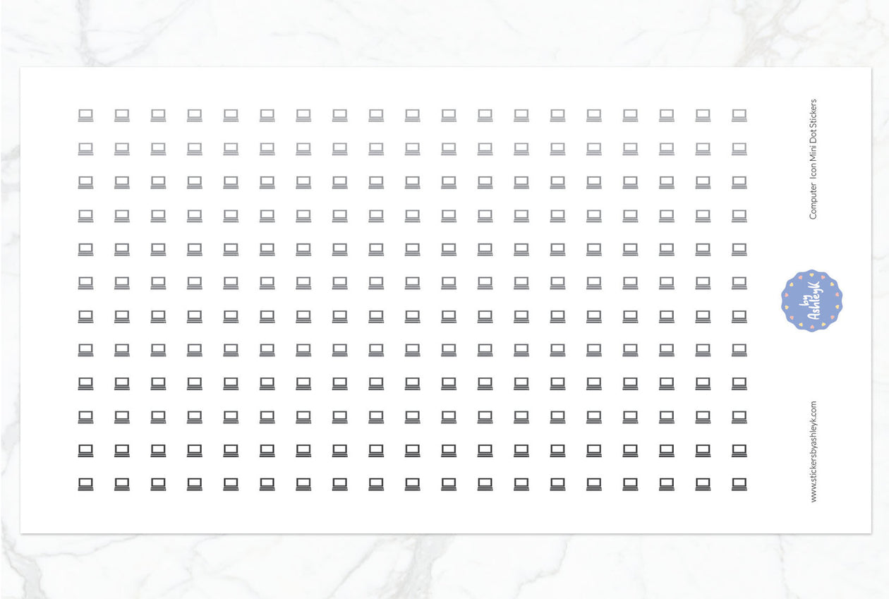 Computer Icon Mini Dot Planner Stickers - Monochrome