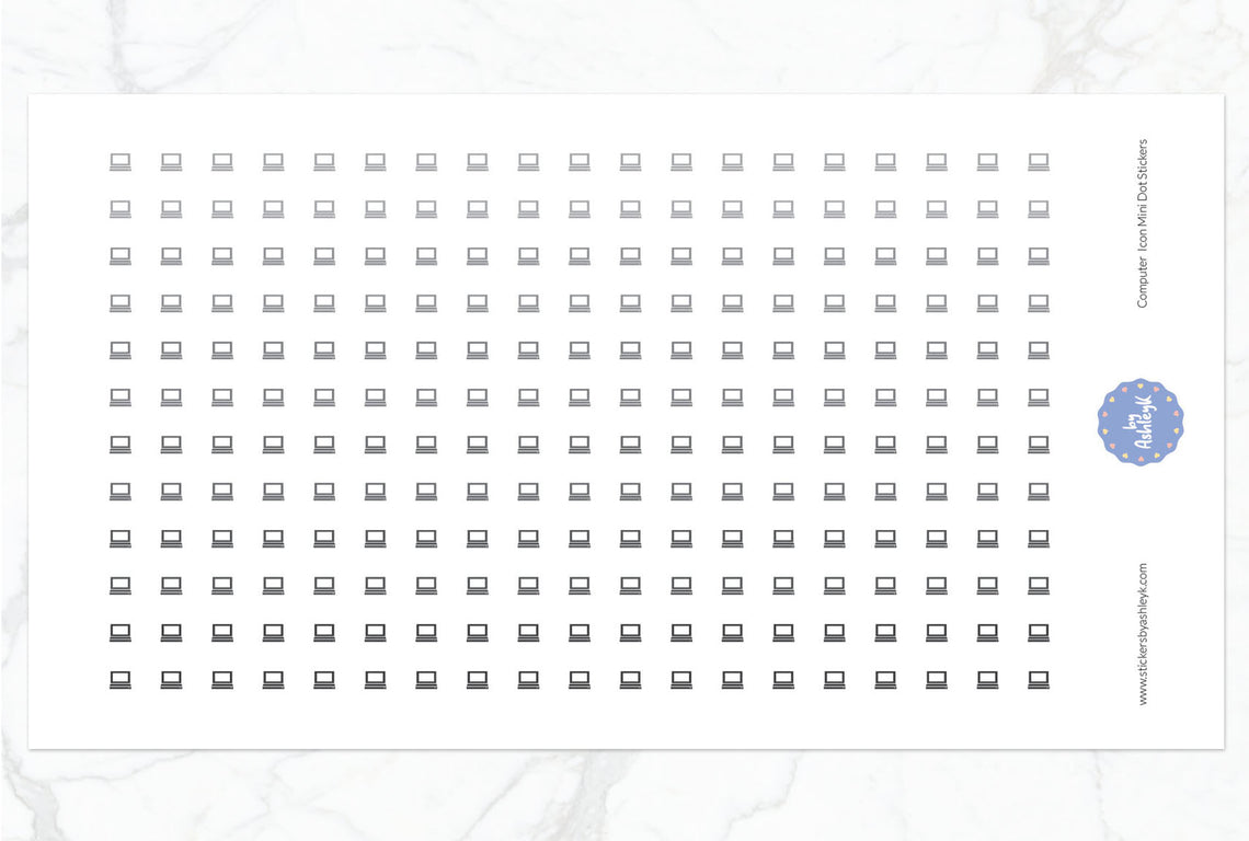 Computer Icon Mini Dot Planner Stickers - Monochrome