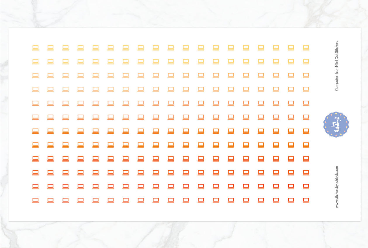 Computer Icon Mini Dot Planner Stickers - Orange