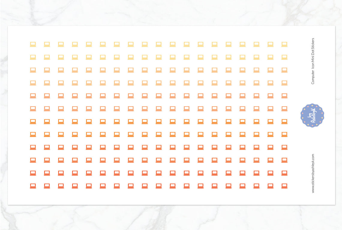 Computer Icon Mini Dot Planner Stickers - Orange