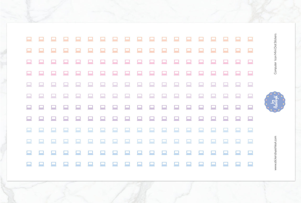 Computer Icon Mini Dot Planner Stickers - Pastel Sunset