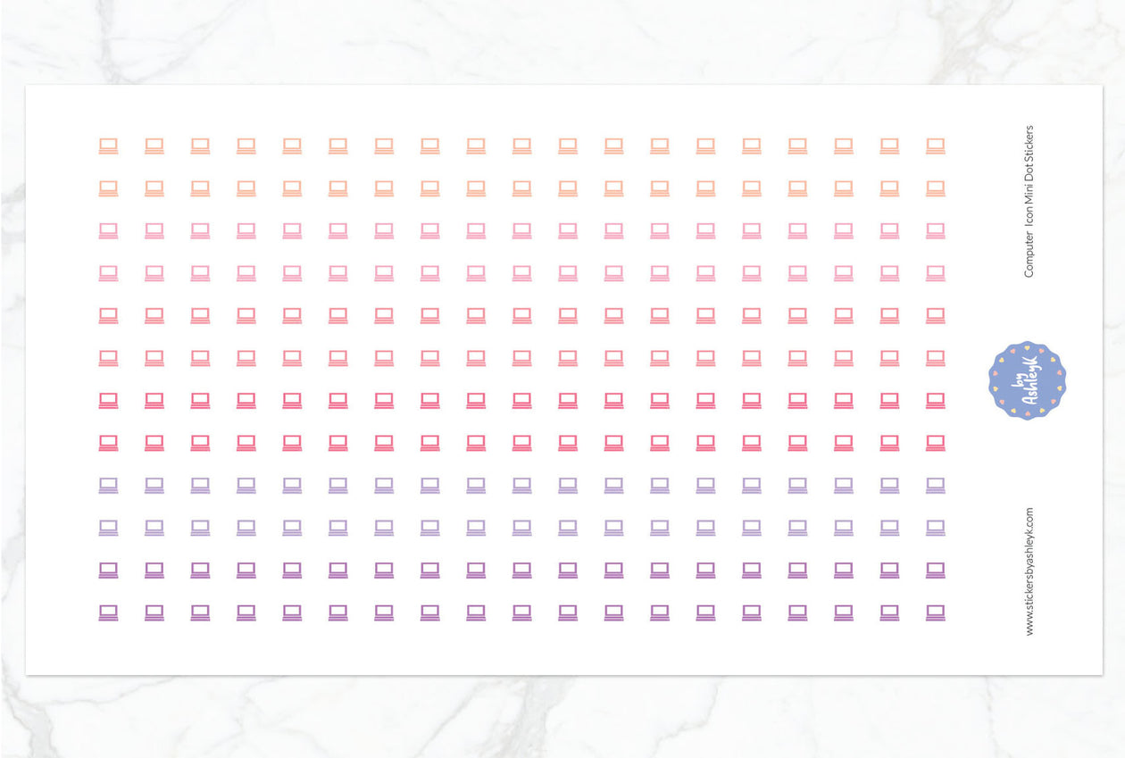 Computer Icon Mini Dot Planner Stickers - Raspberry