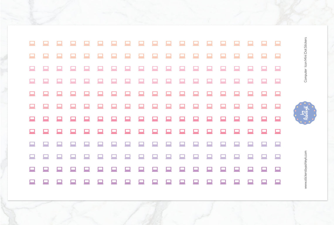 Computer Icon Mini Dot Planner Stickers - Raspberry