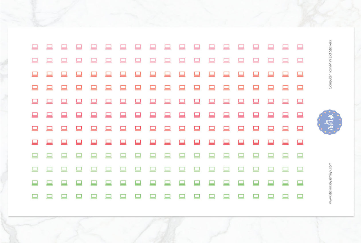 Computer Icon Mini Dot Planner Stickers - Strawberry