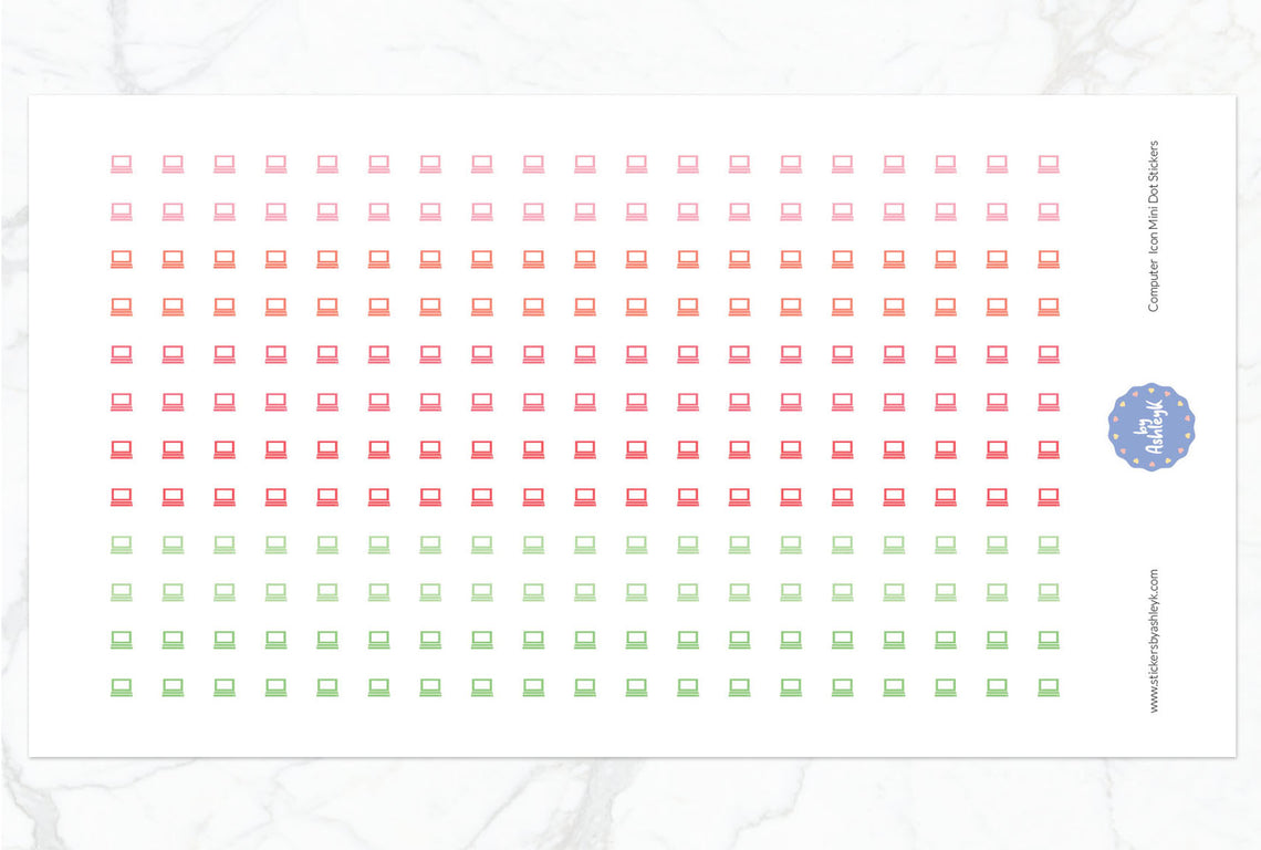 Computer Icon Mini Dot Planner Stickers - Strawberry