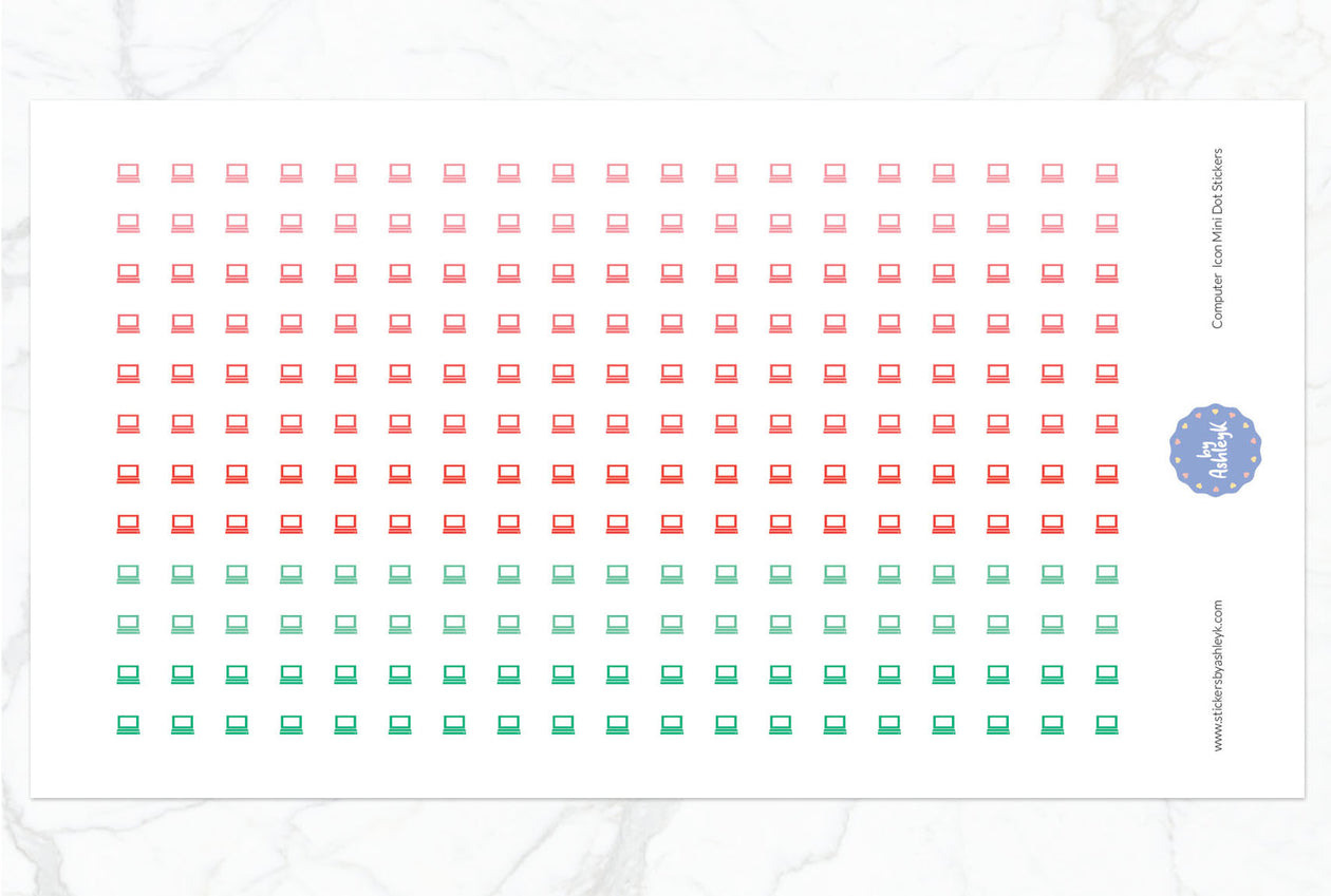 Computer Icon Mini Dot Planner Stickers - Watermelon