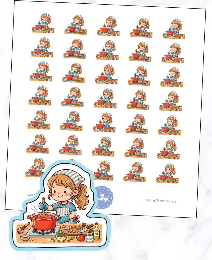 Cooking Dinner Stickers