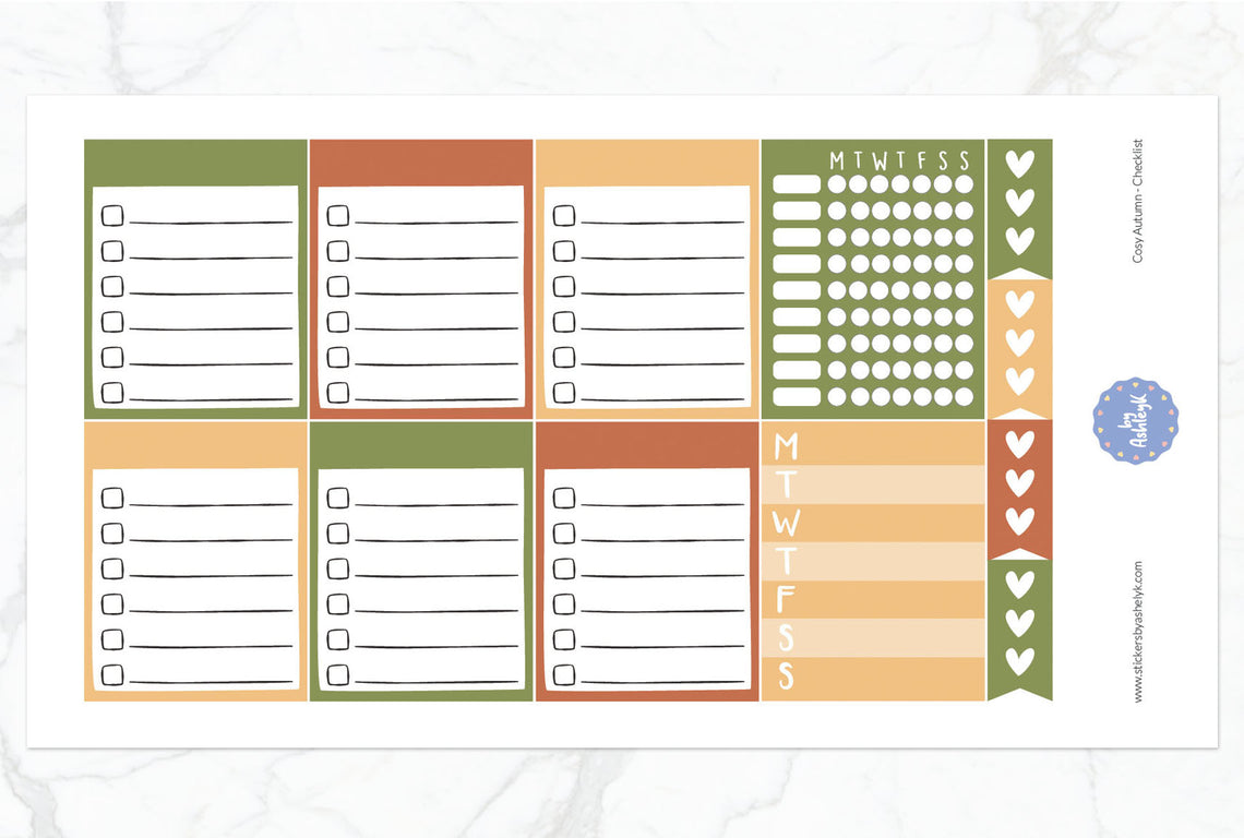 Cosy Autumn Weekly Kit  - Checklist Sheet