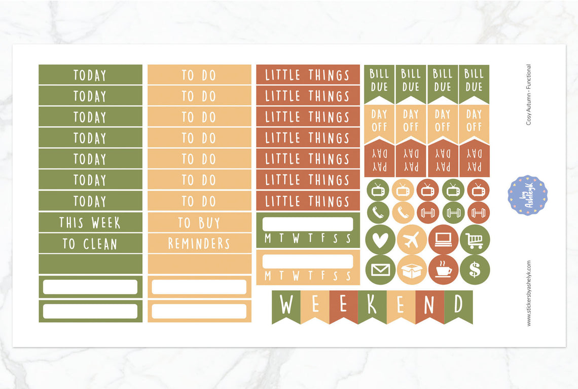 Cosy Autumn Weekly Kit  - Functional Sheet