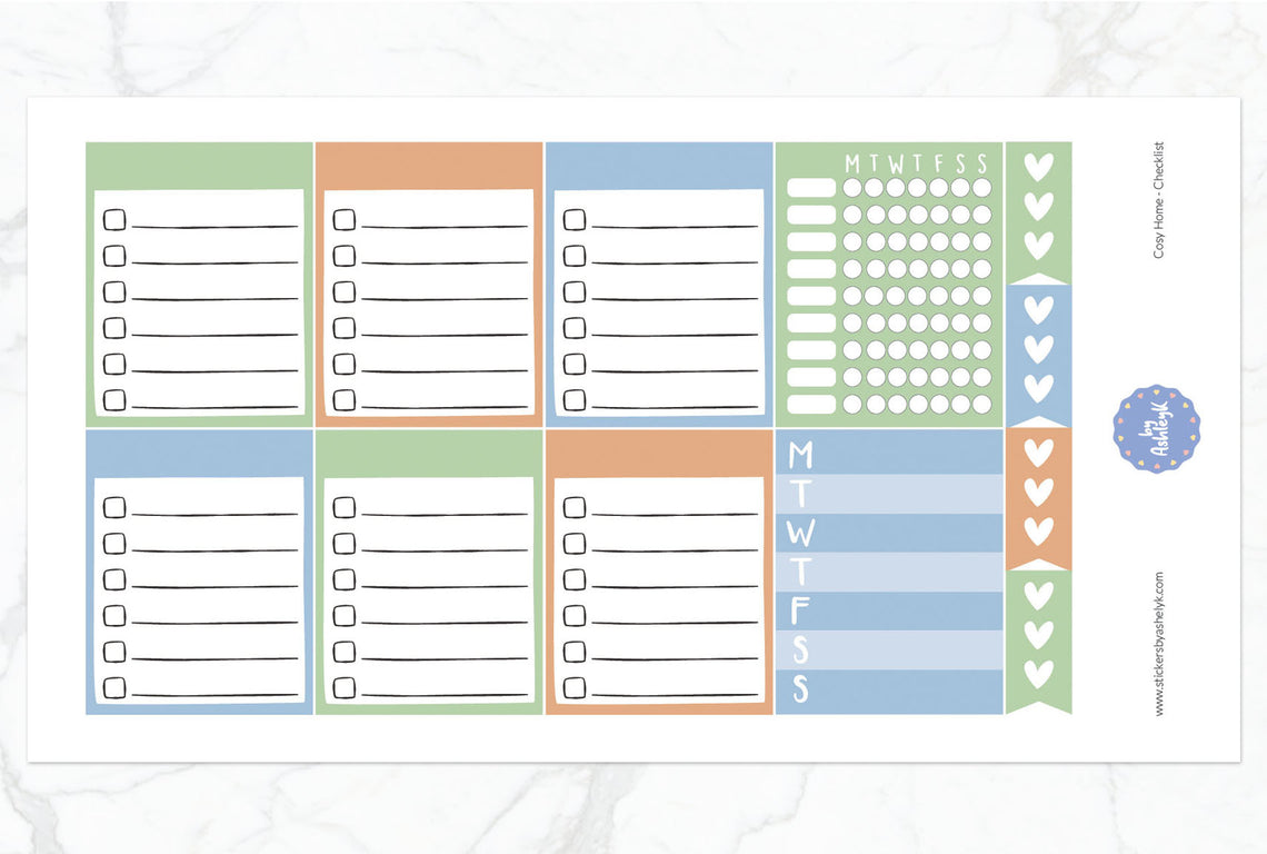 Cosy Home Weekly Kit  - Checklist Sheet