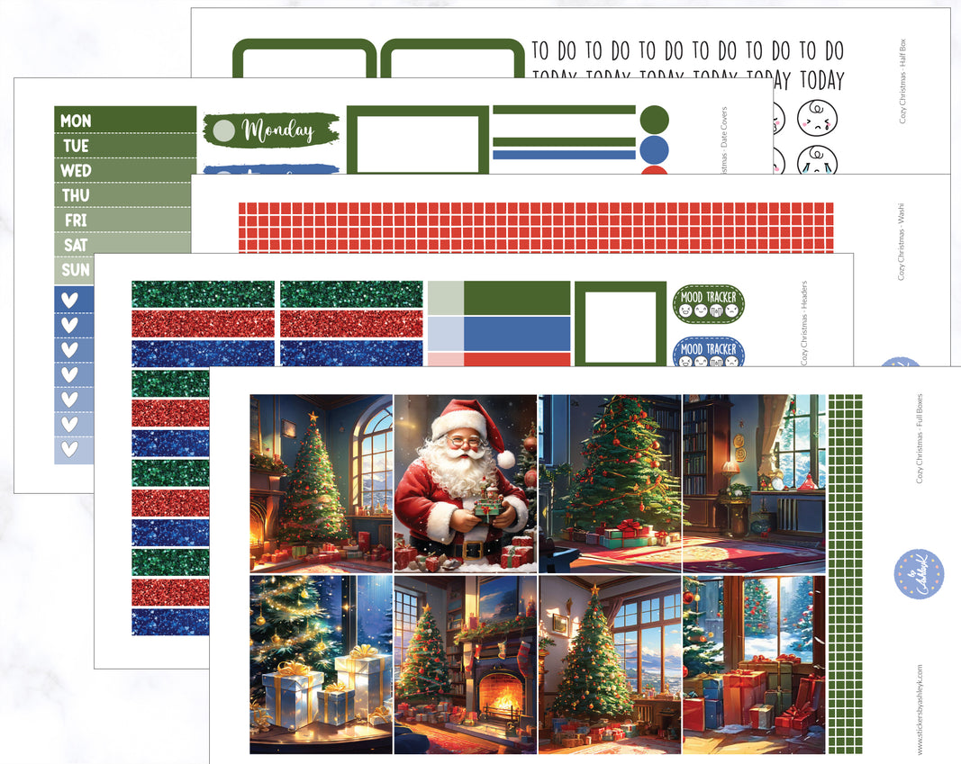Cozy Christmas Weekly Kit - Erin Condren Planner Stickers - Full Kit