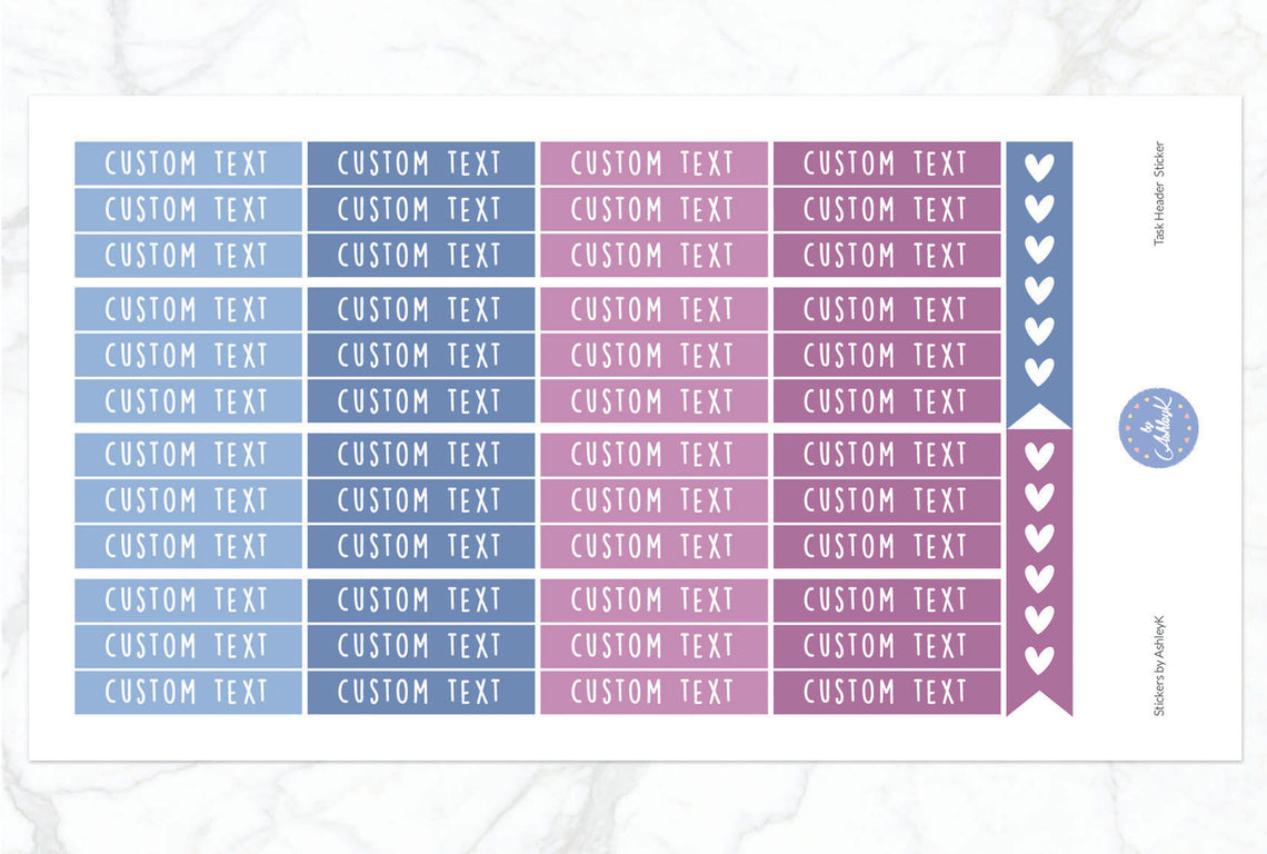Custom Header Planner Stickers - Blueberry