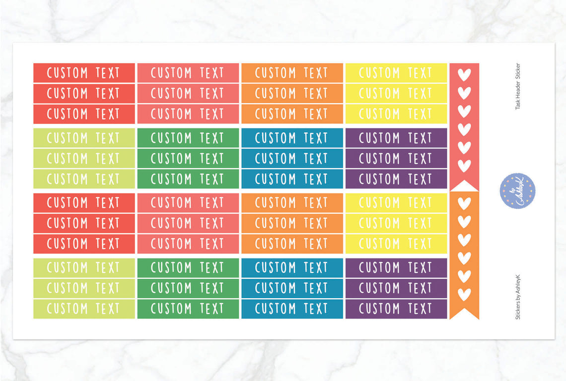 Custom Header Planner Stickers - Pastel Rainbow