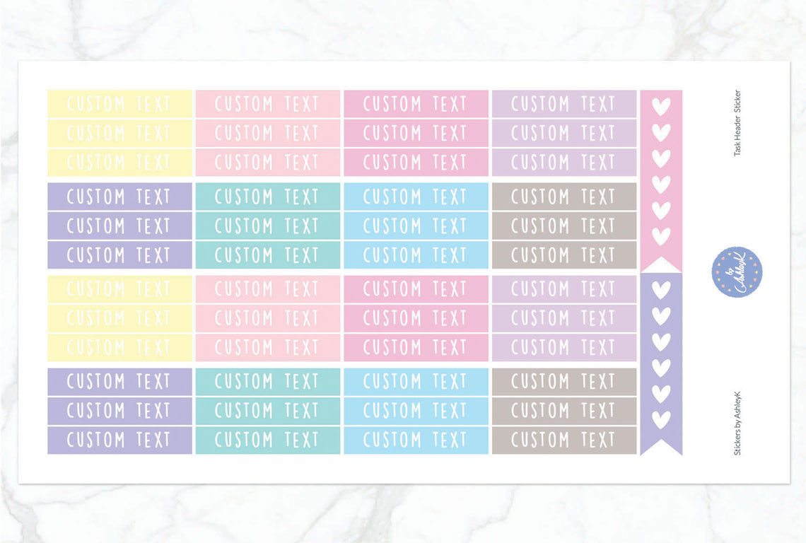 Custom Header Planner Stickers - Pastel