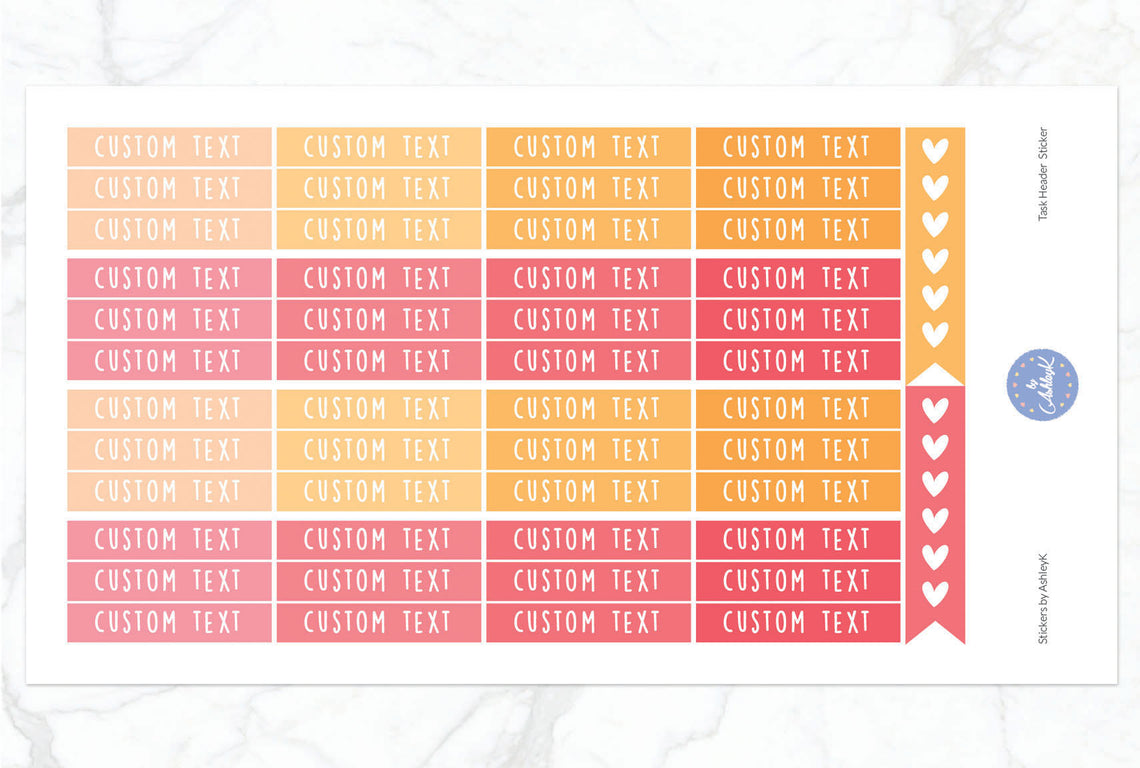 Custom Header Planner Stickers - Peach
