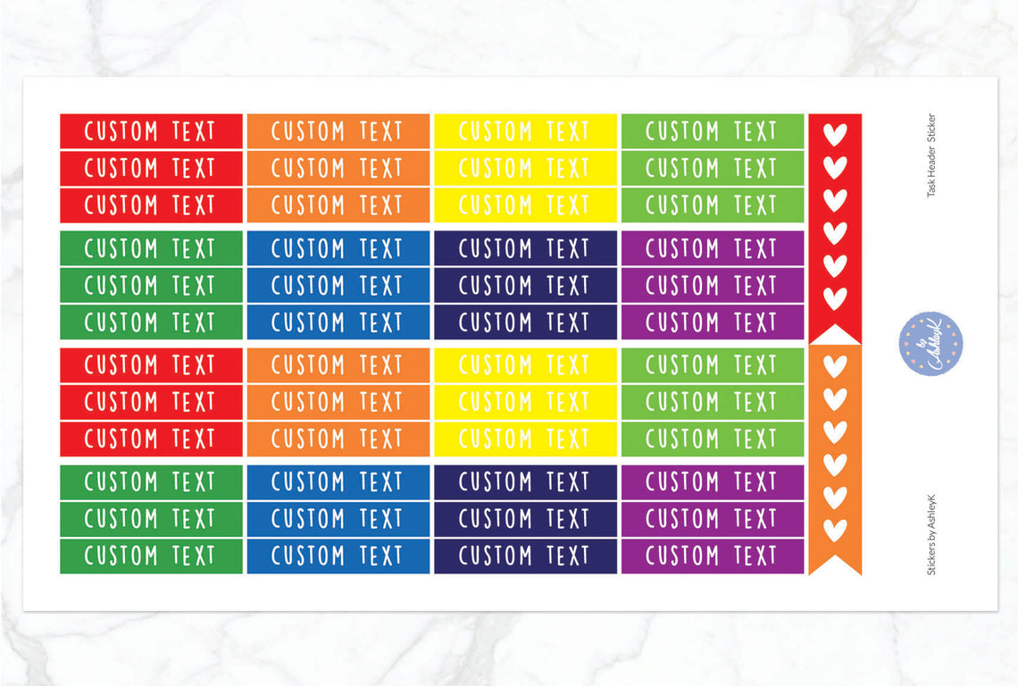 Custom Header Planner Stickers - Rainbow