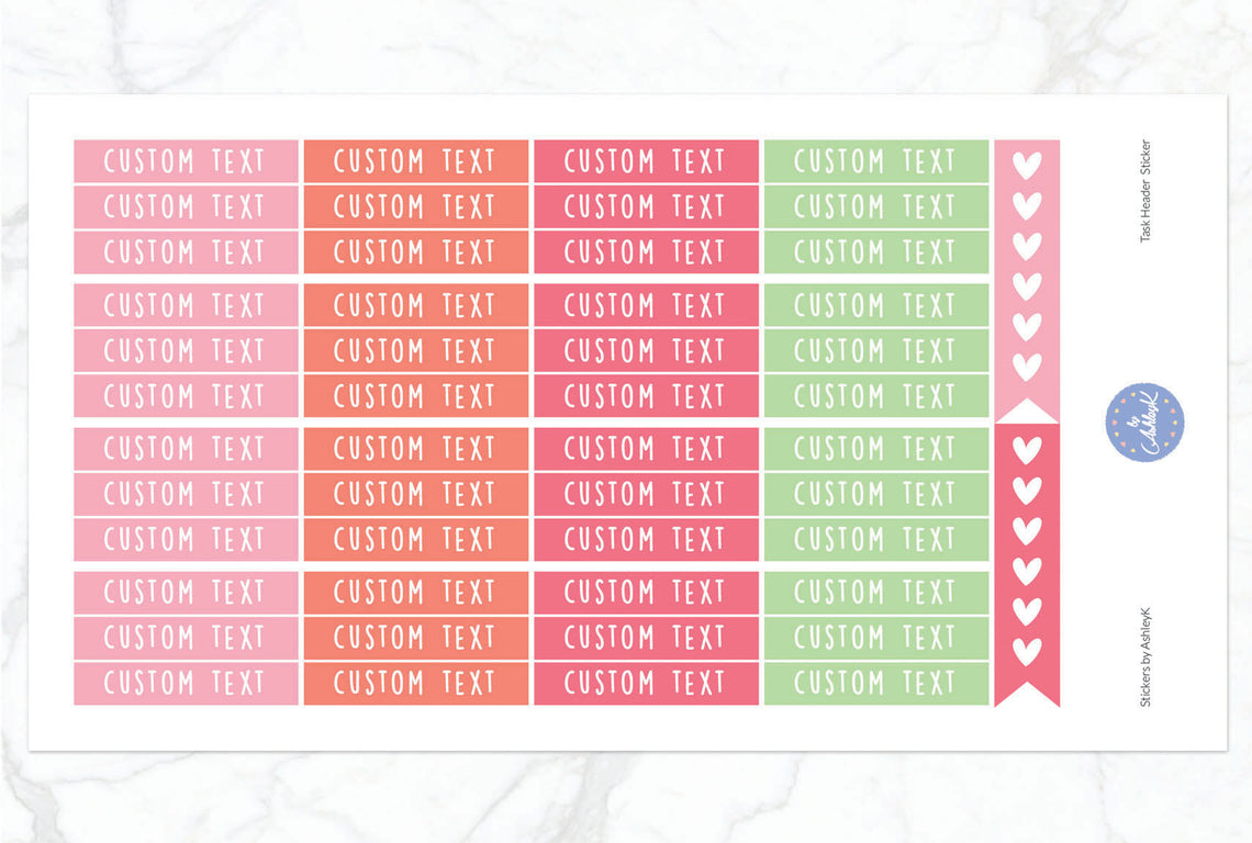 Custom Header Planner Stickers - Strawberry