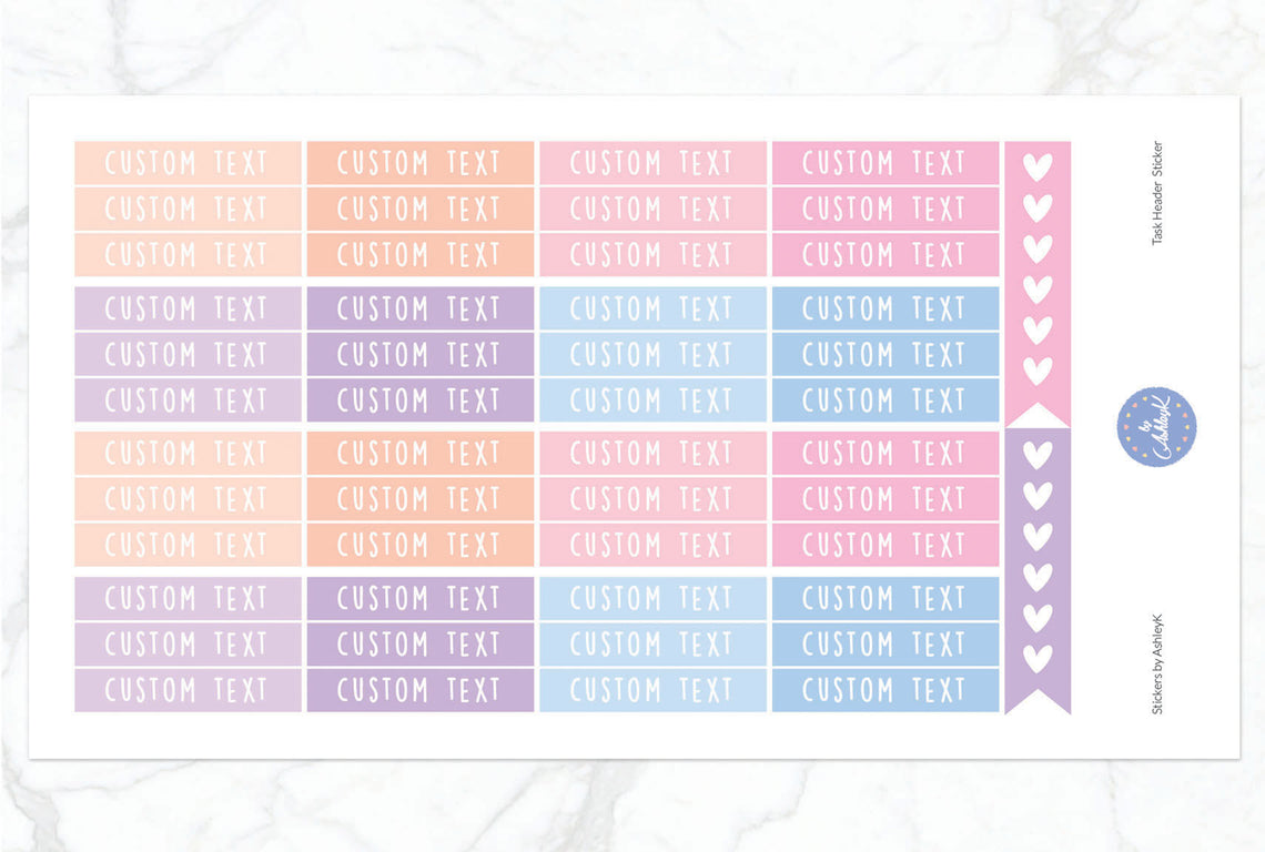 Custom Header Planner Stickers - Pastel Sunset