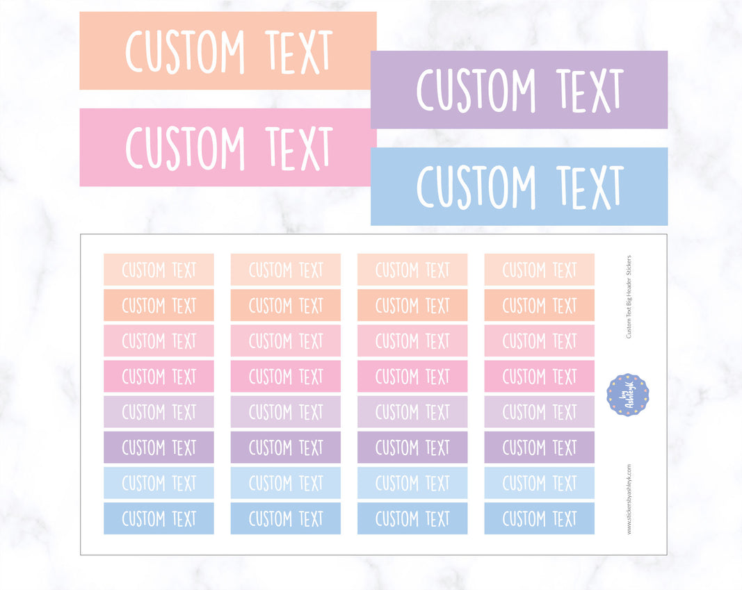 Custom Text Big Header Planner Stickers