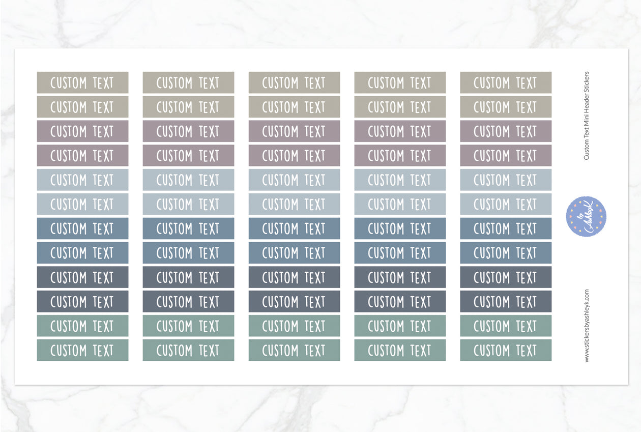 Custom Text Mini Header Stickers - Modern Neutral