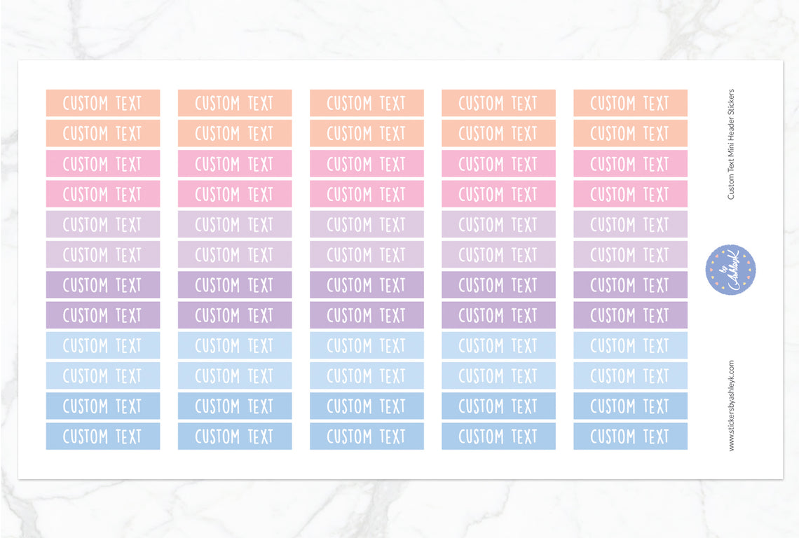 Custom Text Mini Header Stickers - Pastel Sunset