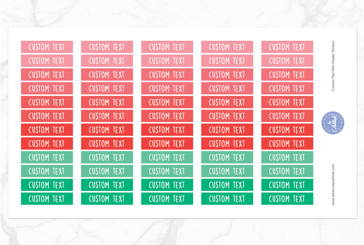 Custom Text Mini Header Stickers - Watermelon