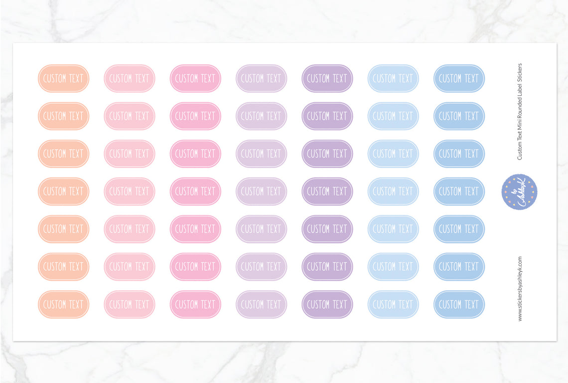 Custom Text Mini Rounded Label Planner Stickers - Pastel Sunset