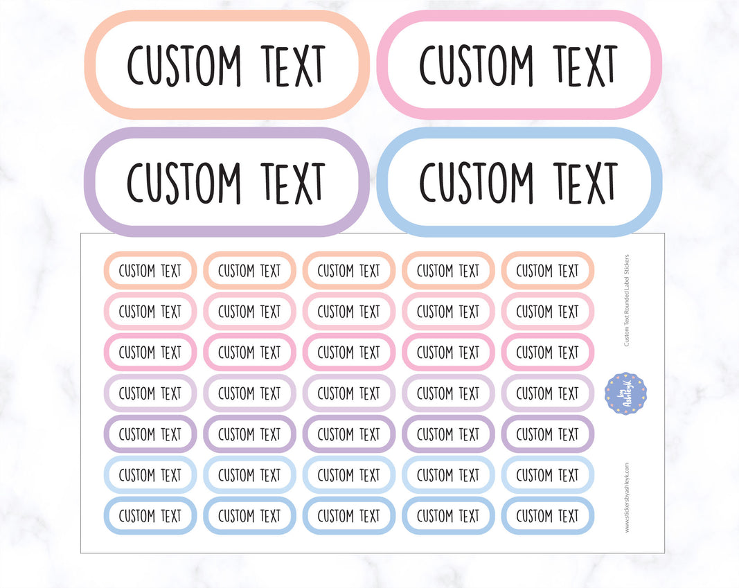 Custom Text Rounded Label Planner Stickers