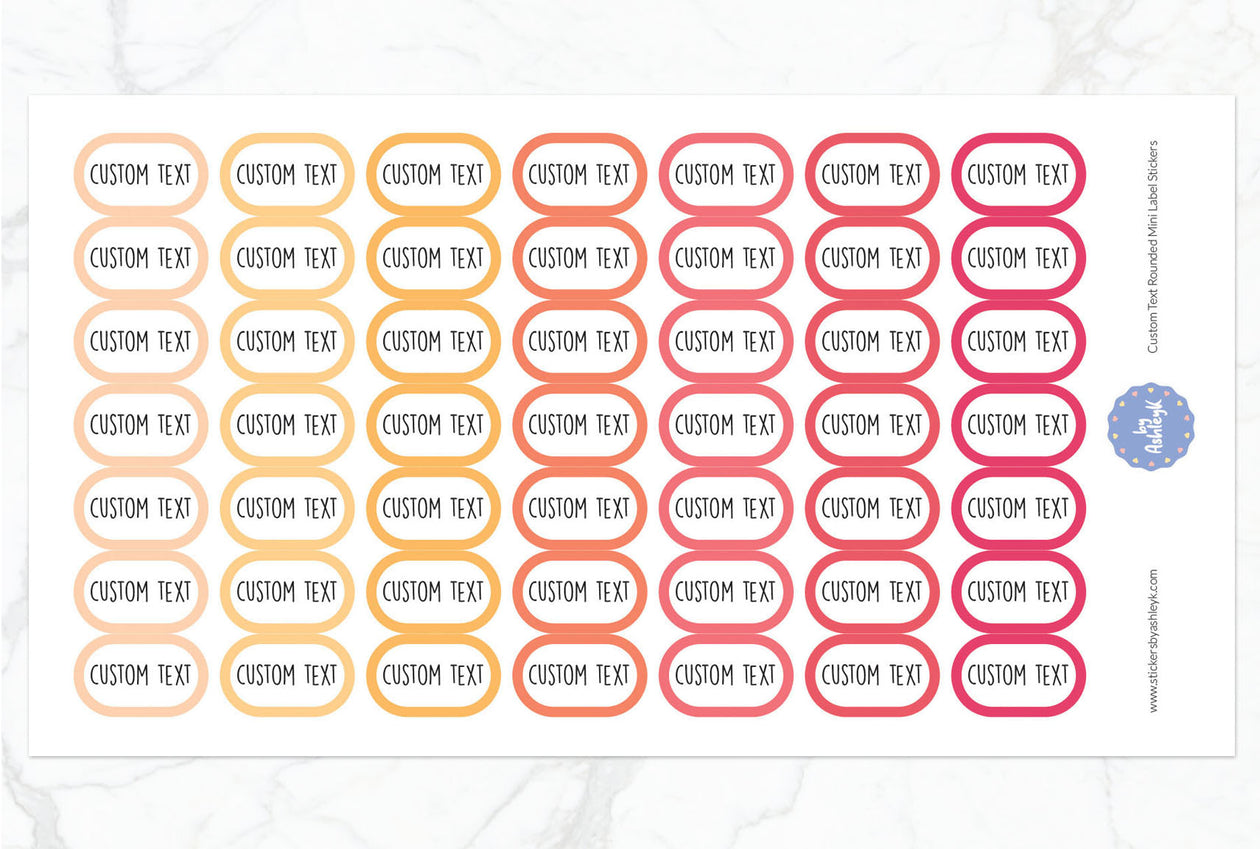 Custom Text Rounded Mini Label Planner Stickers - Peach
