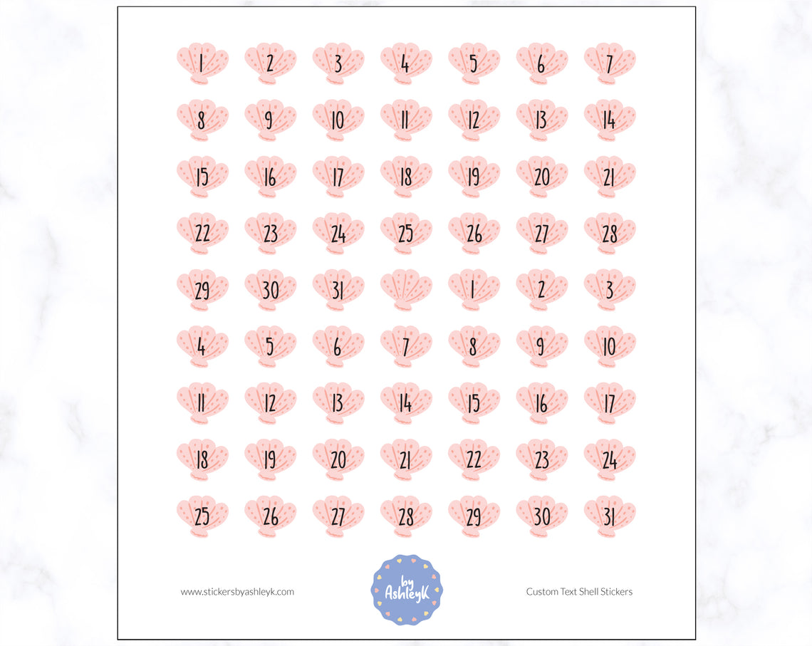 Custom Text Shell Stickers - Dates