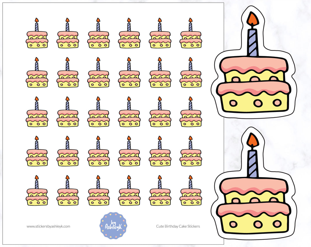 Cute Birthday Cake Stickers