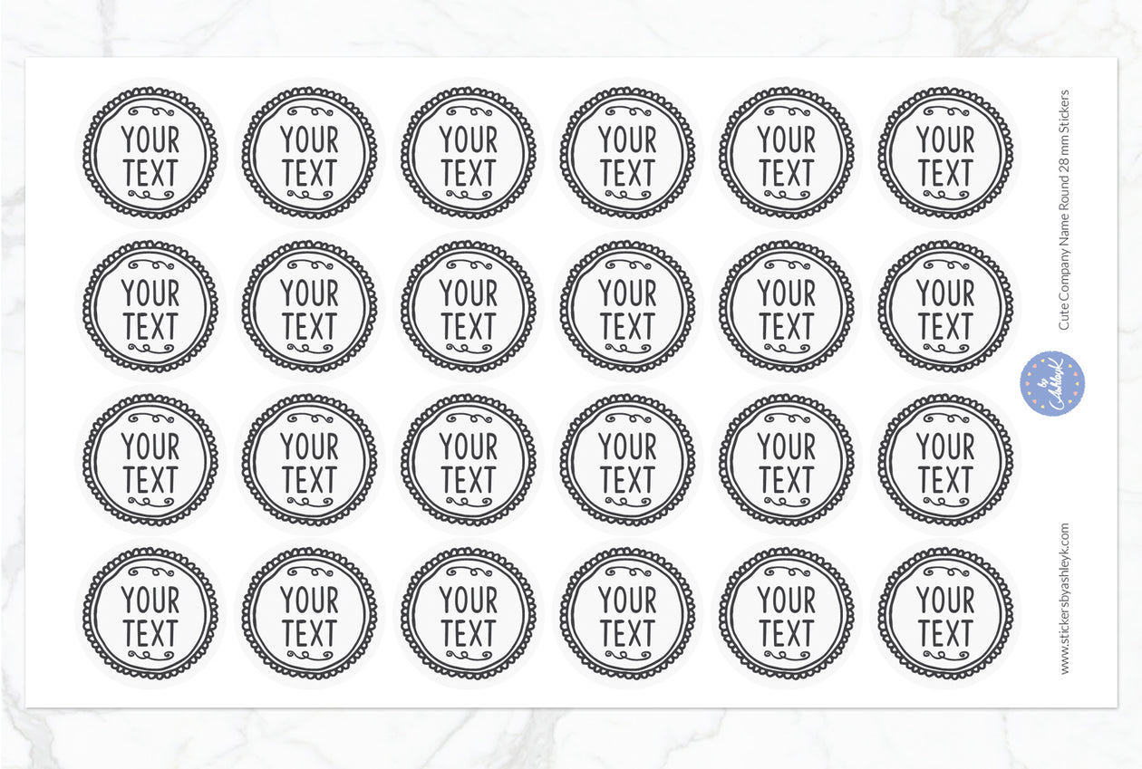 Cute Company Name Round Stickers - 28 mm Diameter
