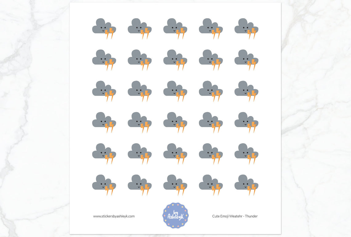 Thunder Cute Emoji Weather Planner Stickers