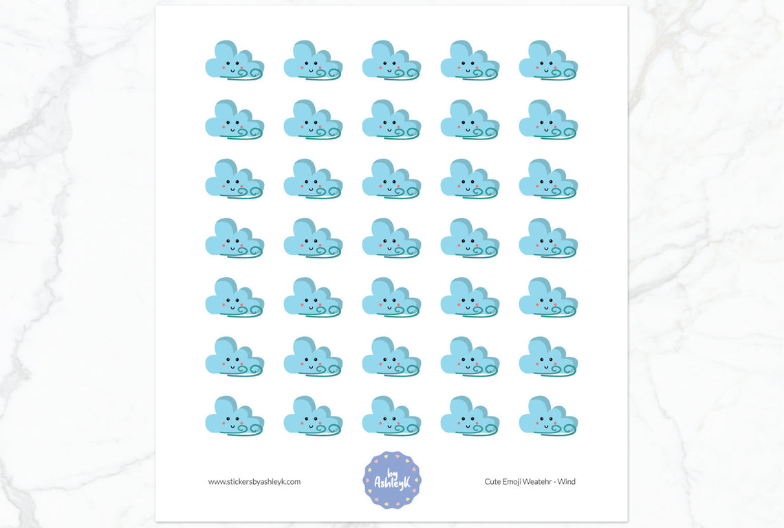 Wind Cute Emoji Weather Planner Stickers